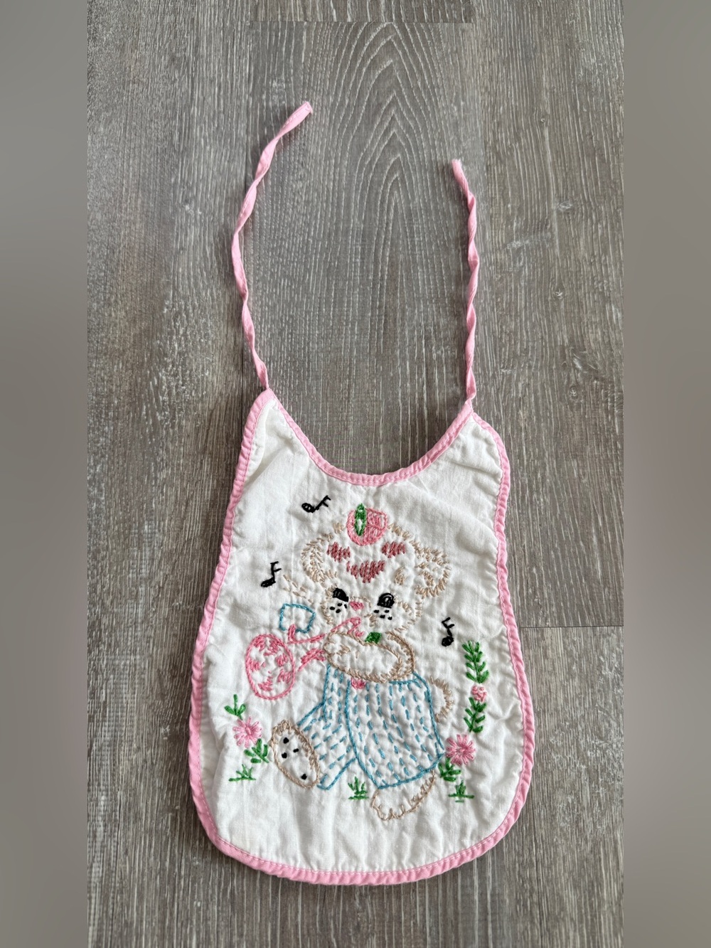 Vintage hand embroidered baby bib
